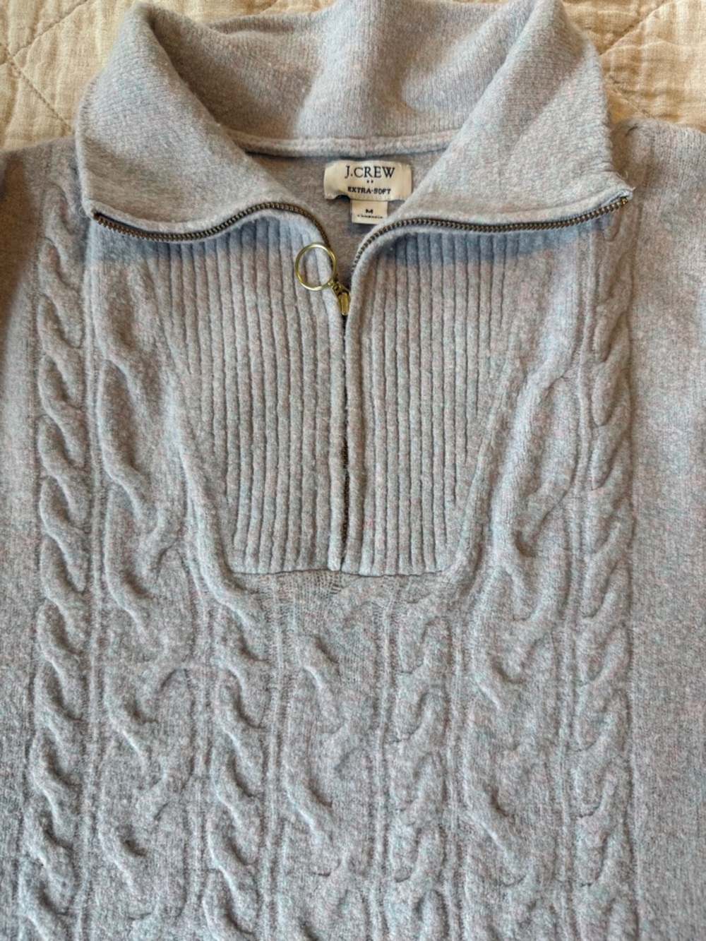 J. Crew half zip cable sweater in extra soft yarn - Picture 6 of 8